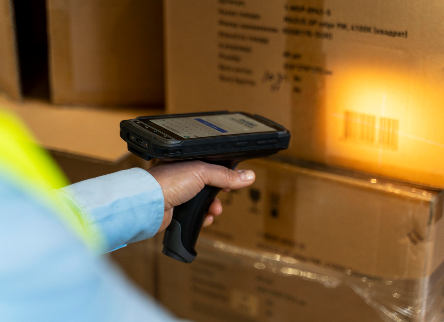 A tablet interface tracking live stock counts across multiple warehouse locations using E-commerce Automation Systems